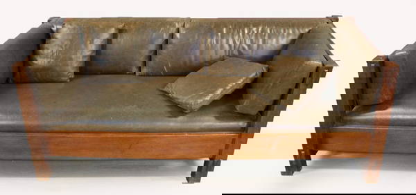 STICKLEY AUDI Signed Arts and Crafts Oak Settee. (1 of 11)