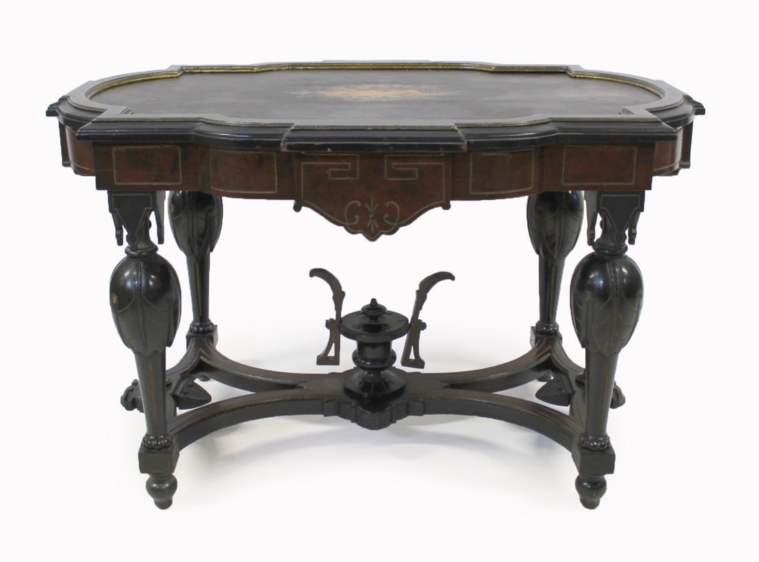 Victorian Marquetry Inlaid Center Table Manner of (1 of 13)