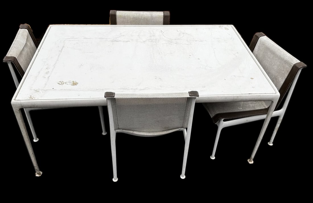 Richard Schultz Table and 4 Chairs.: From a Greenwich, CT estate. Dimensions: Table: 25.5" x 60" x 37.75" & Chair: 28.5" h x 19" w x 22" d.