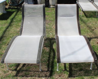 Richard Schultz Lot Of 2 Chaises.: Non reclining. From a Greenwich, CT estate. - Dimensions: 33.25" h x 59" w x 23" w