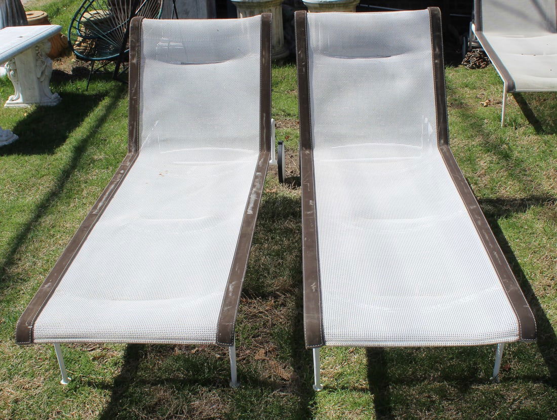 Richard Schultz Lot Of 2 Adjustable Chaises.: From a Greenwich CT estate. - Dimensions: 19" h (down position) x 75" w x 27" w.