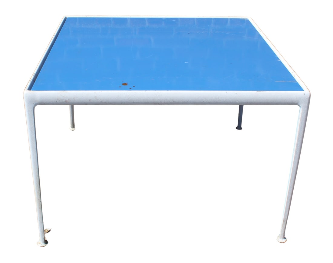Richard Schultz Blue Top Table .: beautiful mid century modern outdoor end - cocktail table. From a Greenwich CT estate . - Dimensions: 27"h x 38"d x 38"w