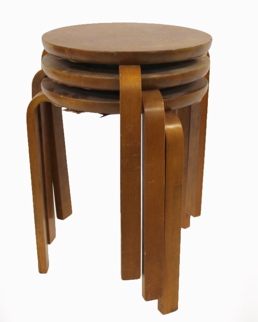 (3) Midcentury Alvar Aalto Stacking Stools. (1 of 6)
