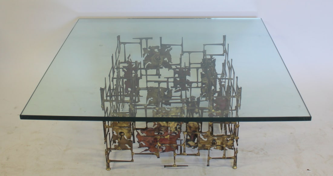 Silas Seandel Dimension Brutalist Coffee Table.: Apparently unsigned attributed by consignor. From a Greenhaven NY estate. (Please see paperwork images from Silas Seandel Coffee Table). - Dimensions: 16" x 40" x 40"