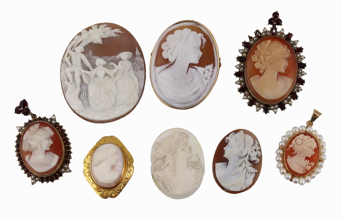 JEWELRY. Collection of Assorted Cameo Jewelry. (1 of 14)