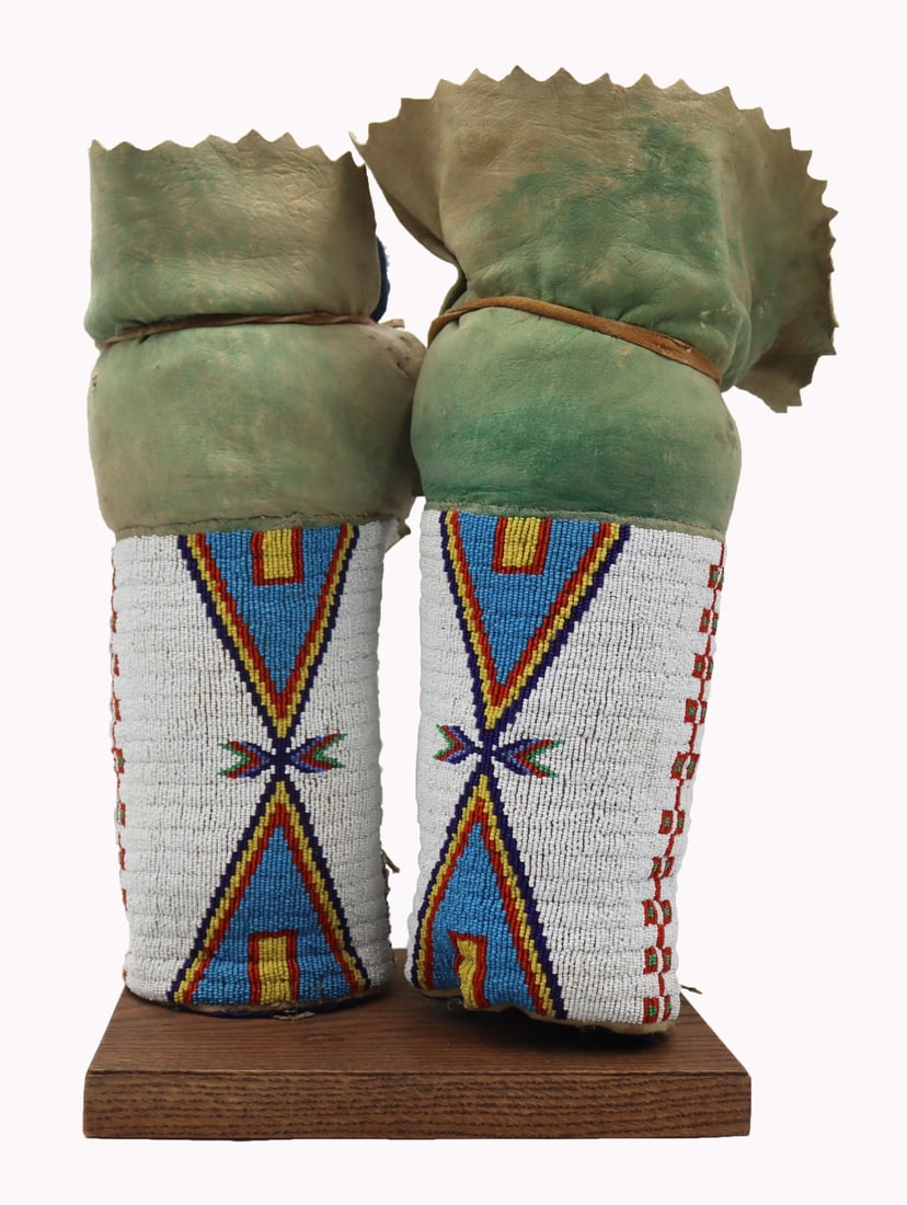 Pair of Sioux? Women's Beaded Hide Leggings. (1 of 15)