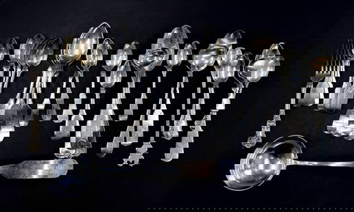 SILVER. Assorted American Coin Silver Spoons.: Including (6) monogrammed J. Adam of Alexandria, Virginia coin silver teaspoons – approx. 5 3/4", stamped "J. ADAM ALEX.A" "10-15" (10 troy ounces silver per 15 troy oun