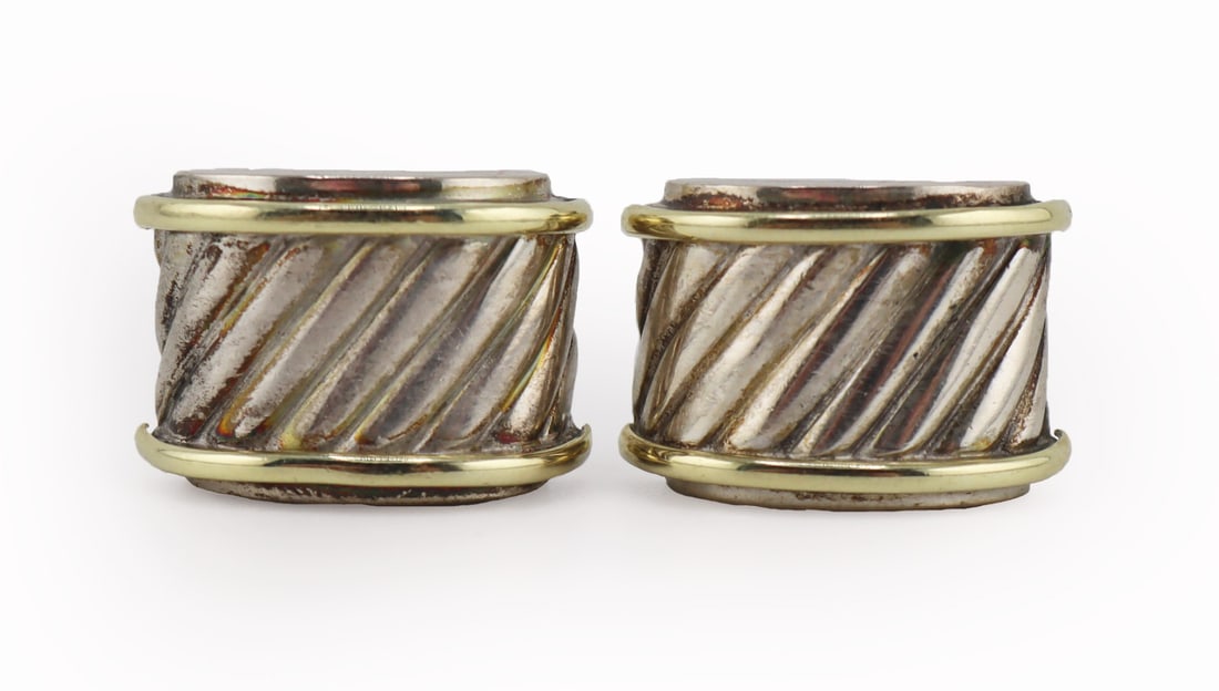 JEWELRY. D. Yurman Classic Cable Cigar Band: Earrings. Stamped verso, "D. Yurman 14K Sterling". Total approx. weight of the pair of earrings is 0.40 troy oz (gross). From a Larchmont, NY estate. Dimensions: earrings measure approx. 0.6