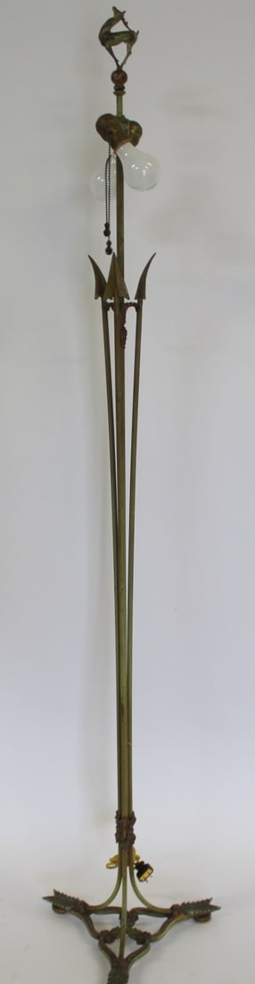 Antique Patinated Metal Floor Lamp. (1 of 4)