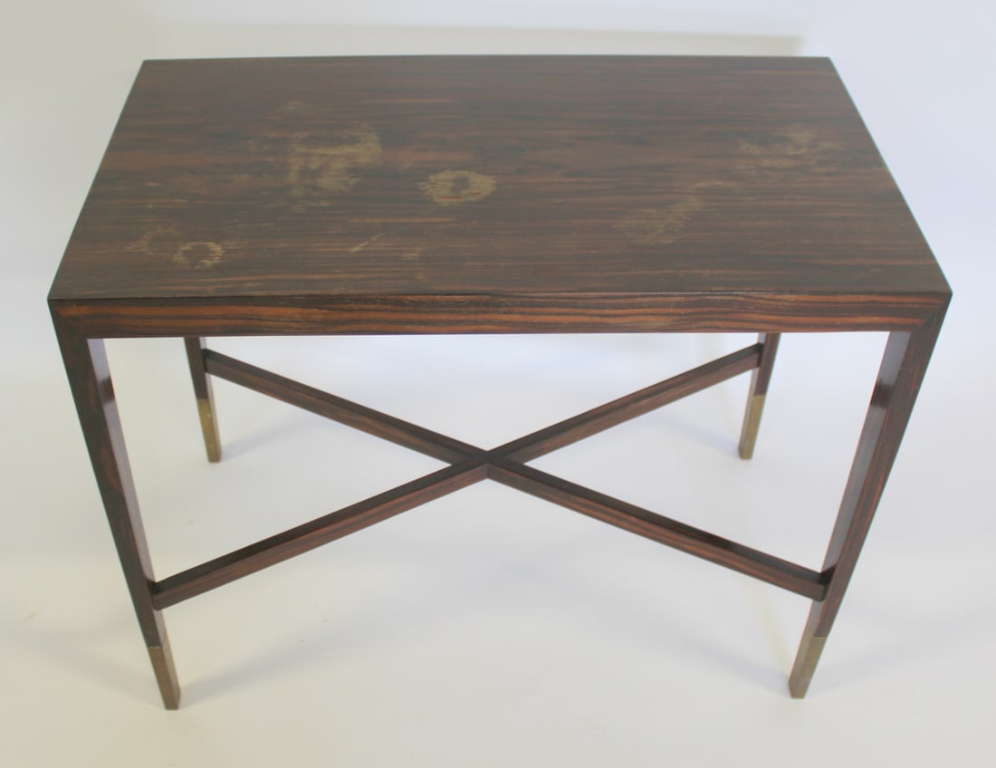 Art Deco Exotic Wood Table With Metal Feet (1 of 9)