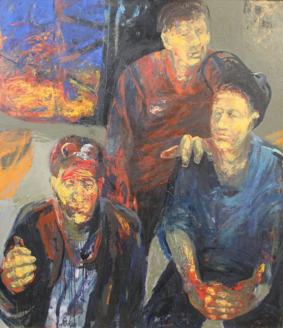 VLADIMIR LITVIN (Ukraine, 20th Century).: "DECMICI". Signed and dated. Oil on canvas. From a New Rochelle, NY collection. - Dimensions: 59" x 51" & Framed: 62" x 54".