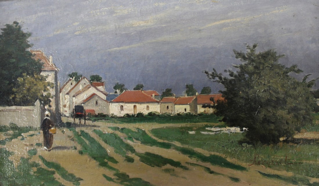 ILLEGIBLY Signed. Oil On Canvas. Landscape (1 of 4)