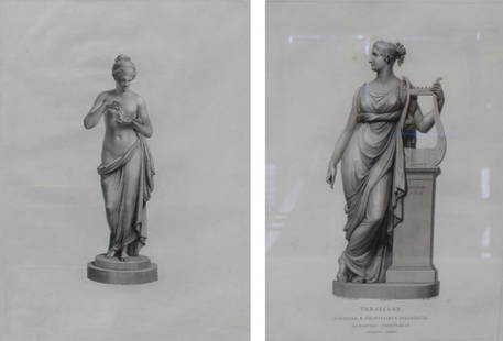 FONTANA AFTER TOGNOLI AND CANOVA [2 Works]: 2 engraving for Stampe delle Opere Scolpite di Antonio Canova Pier Luigi Schieri which is written on label on the back. From a NYC estate. - Dimensions: 19" x 14" and Framed 25" x 23"