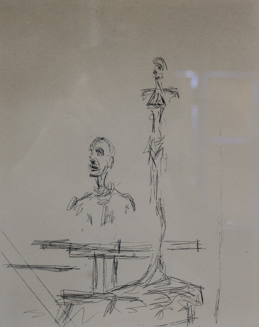 ALBERTO GIACOMETTI (Swiss 1901 - 1966): Etching. From a Westchester NY estate. - Dimensions: 9.75" x 7.75" & Framed 20" x 16".
