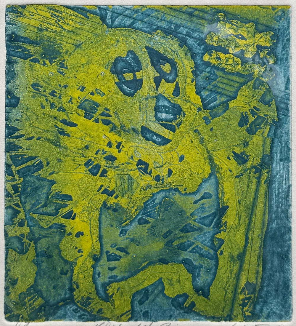 VINCENT SMITH (African/American, 1929-2003).: "Flight of the pig". AP etching. Signed, titled, and dated, "1971". From the estate of Vincent D. Smith. - Dimensions: 11" x 10" & Framed 21" x 20"