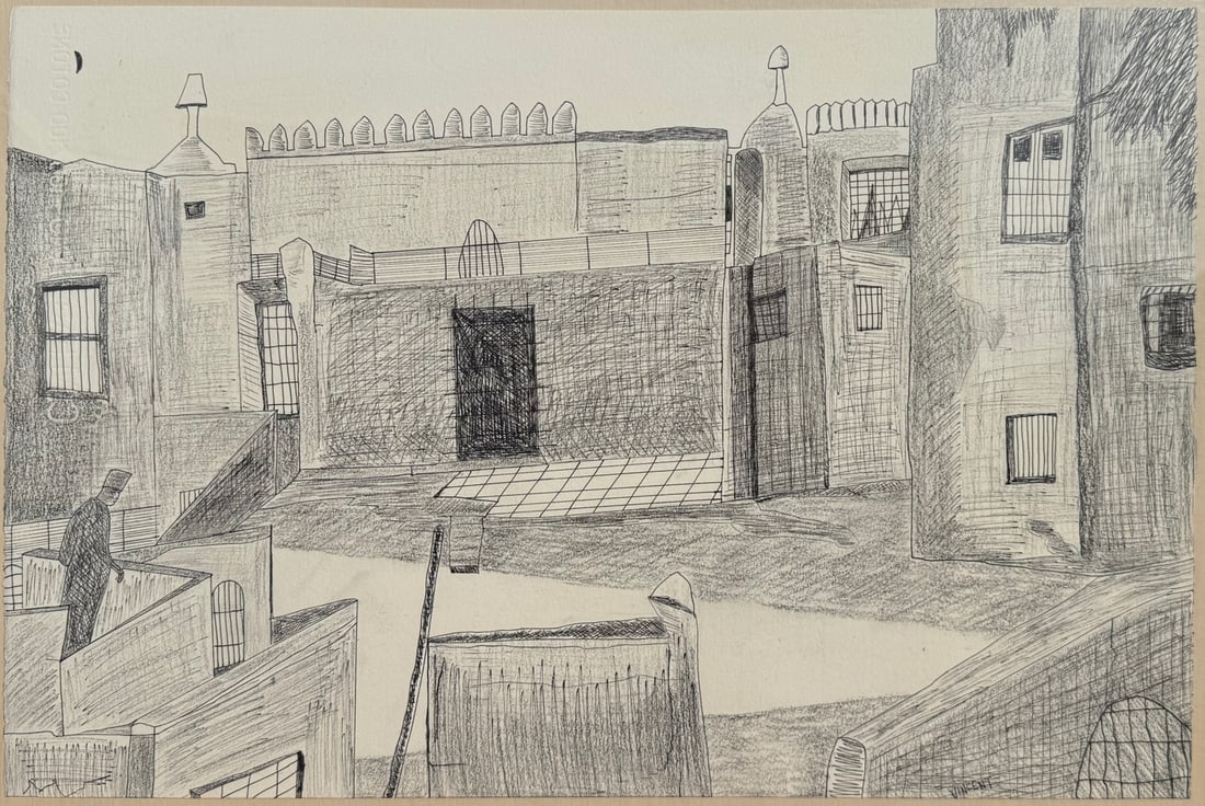 VINCENT SMITH (African/American, 1929-2003).: "Elmira (Slave) Castle". Pencil. Signed and titled. From the estate of Vincent D. Smith. - Dimensions: 15" x 22" & Framed 21" x 27"