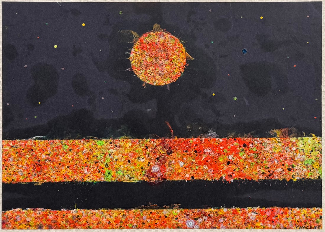 VINCENT SMITH (African/American, 1929-2003).: "Equator". Oil on paper. Signed, titled, and dated, "1979". From the estate of Vincent D. Smith. - Dimensions: 12.5" x 16.75" & Framed 21" x 25"