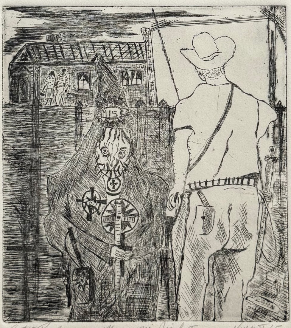 VINCENT SMITH (African/American, 1929-2003).: "Mississippi Incident". AP Etching. Signed, titled, and dated, '65". From the estate of Vincent D. Smith. - Dimensions: 8.75" x 8" & Matte 20" x 21"