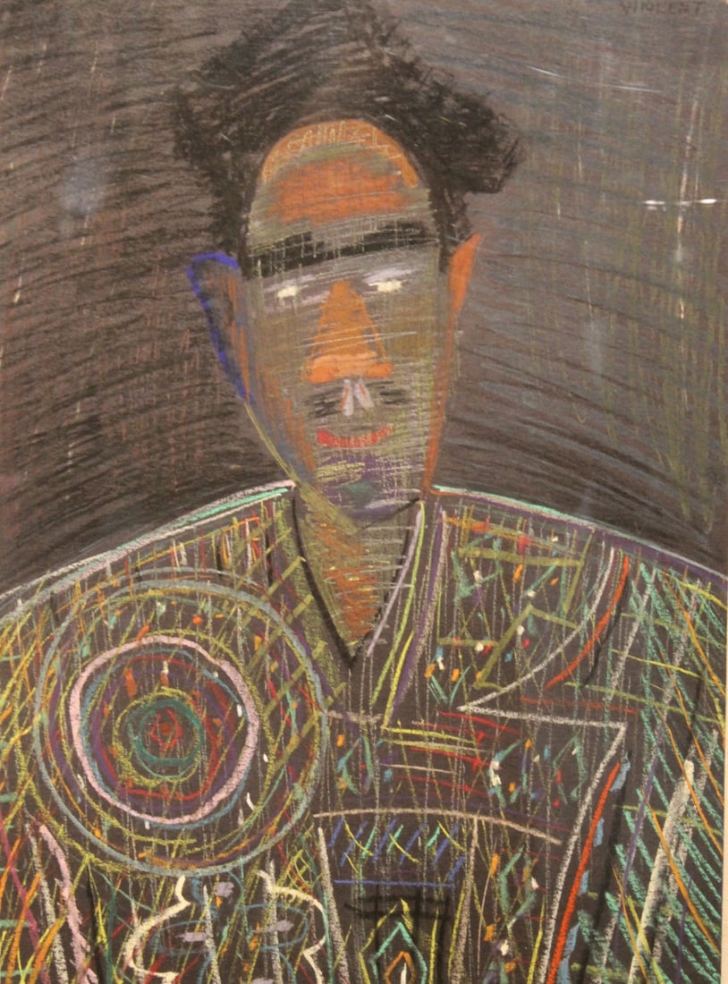 VINCENT SMITH (African/American, 1929-2003).: "The Fetish Priest 111". Pastel, signed, titled and dated, 1976. From the estate of Vincent D. Smith. - Dimensions: 17" x 12" & Framed 23" x 21"