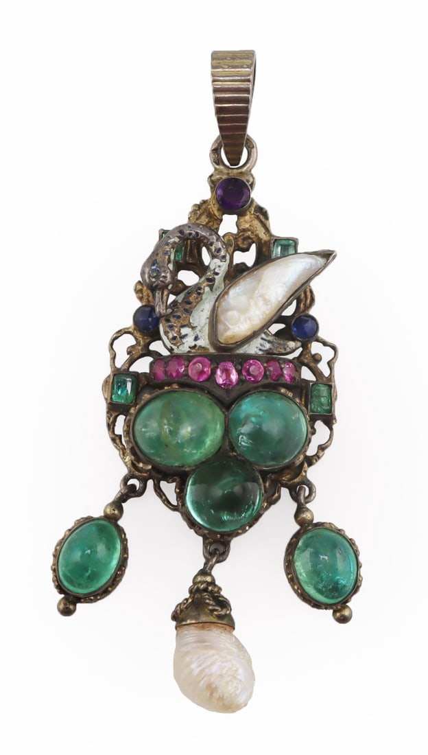 JEWELRY GIA Continental Silver, Pearl, Gem, Enamel (1 of 16)