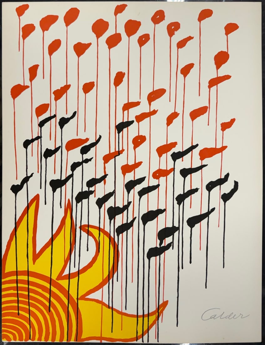 ALEXANDER CALDER (AMERICAN, 1898-1976).: 'Untitled' ('Rain'), From Calder, Magie Eolienne. Lithograph on paper. Signed lower right in pencil. Property of a Larchmont, NY estate. Dimensions: 25.50" h x 19.50" w. (unframed)
