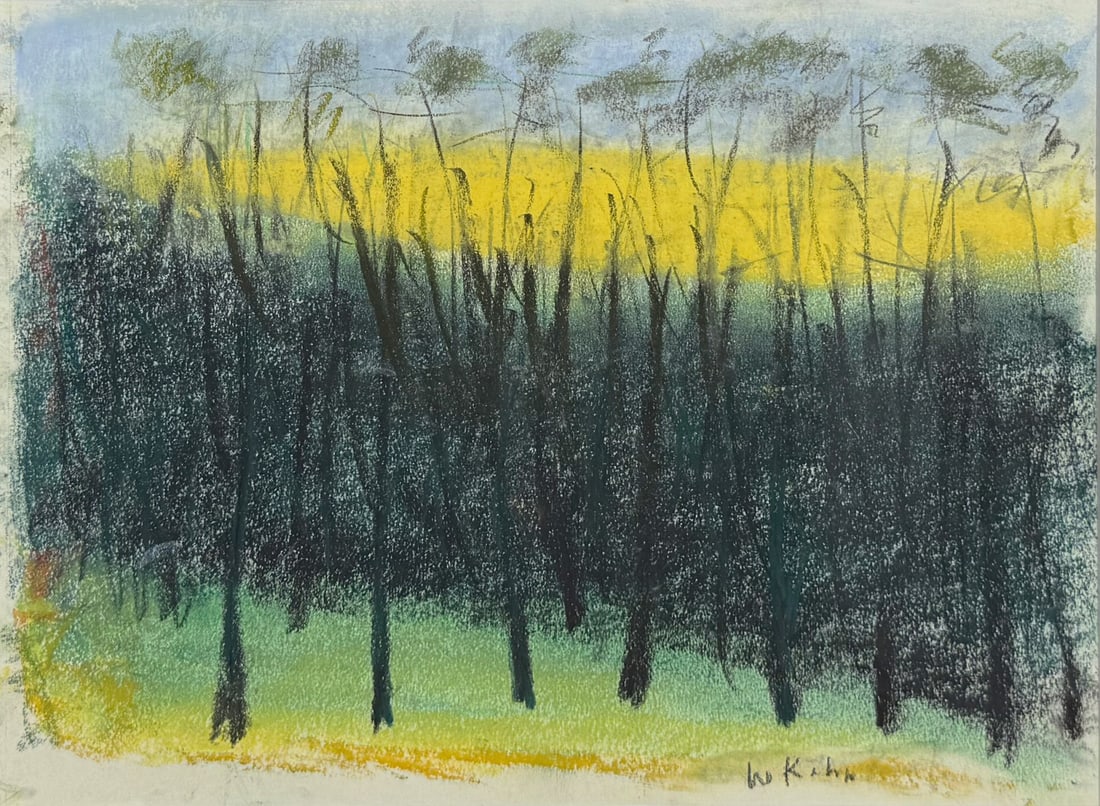 WOLF KAHN (GERMAN/AMERICAN, 1927-2020).: 'Untitled' (Trees in West Brattleboro, VT.). Pastel on paper. Signed lower right. Provenance: Acquired directly from the artist in their Vermont studio to the consigner. Property from a Manhattan, NYC