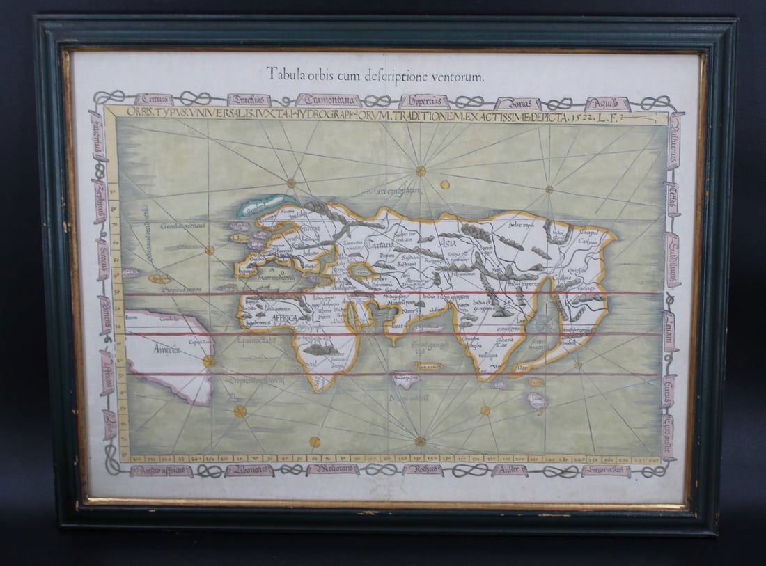 Early World Map -C. 1522 Ptolemy- Old Print Shop (1 of 7)