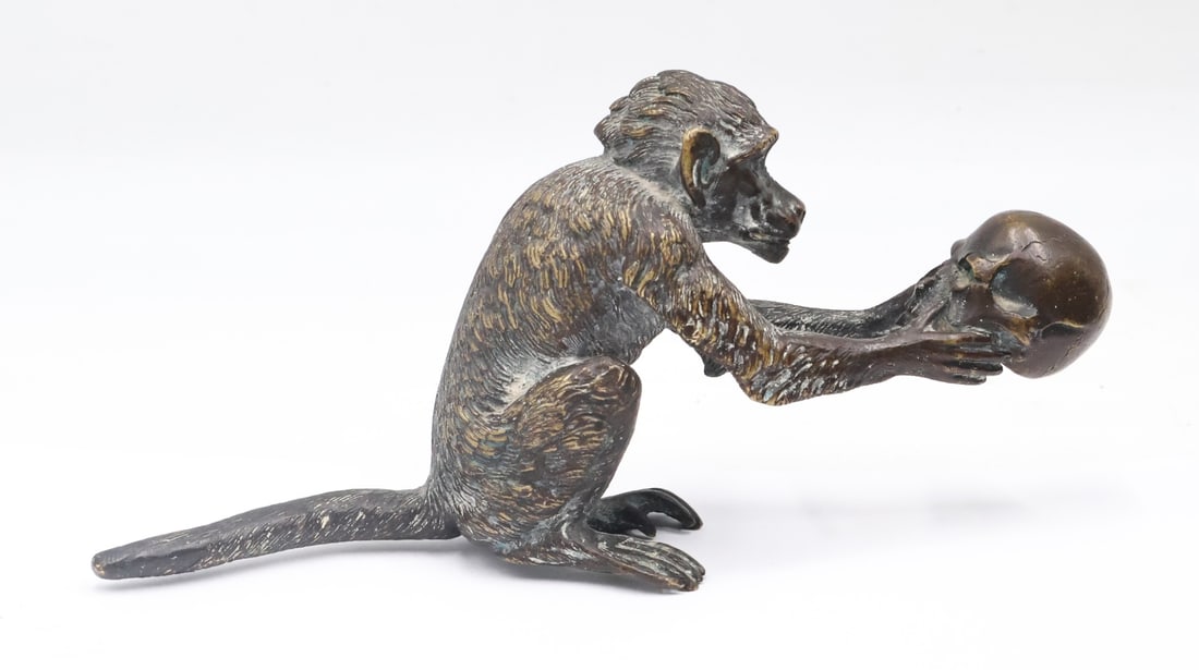 Austrian Bronze Monkey with Skull. (1 of 7)