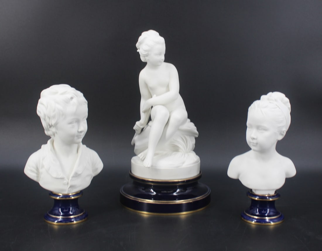 SEVRES. 3 Bisque & Porcelain Sculptures. (1 of 10)