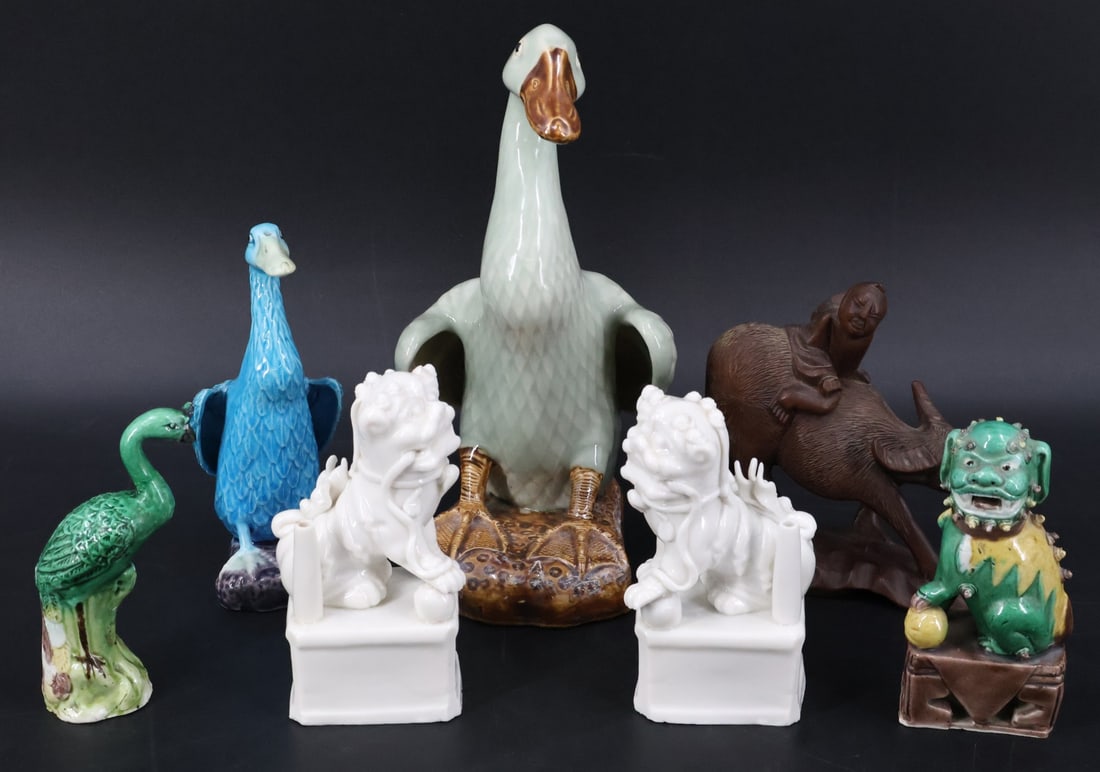 Chinese Porcelain and Wood Figural Group. (1 of 14)