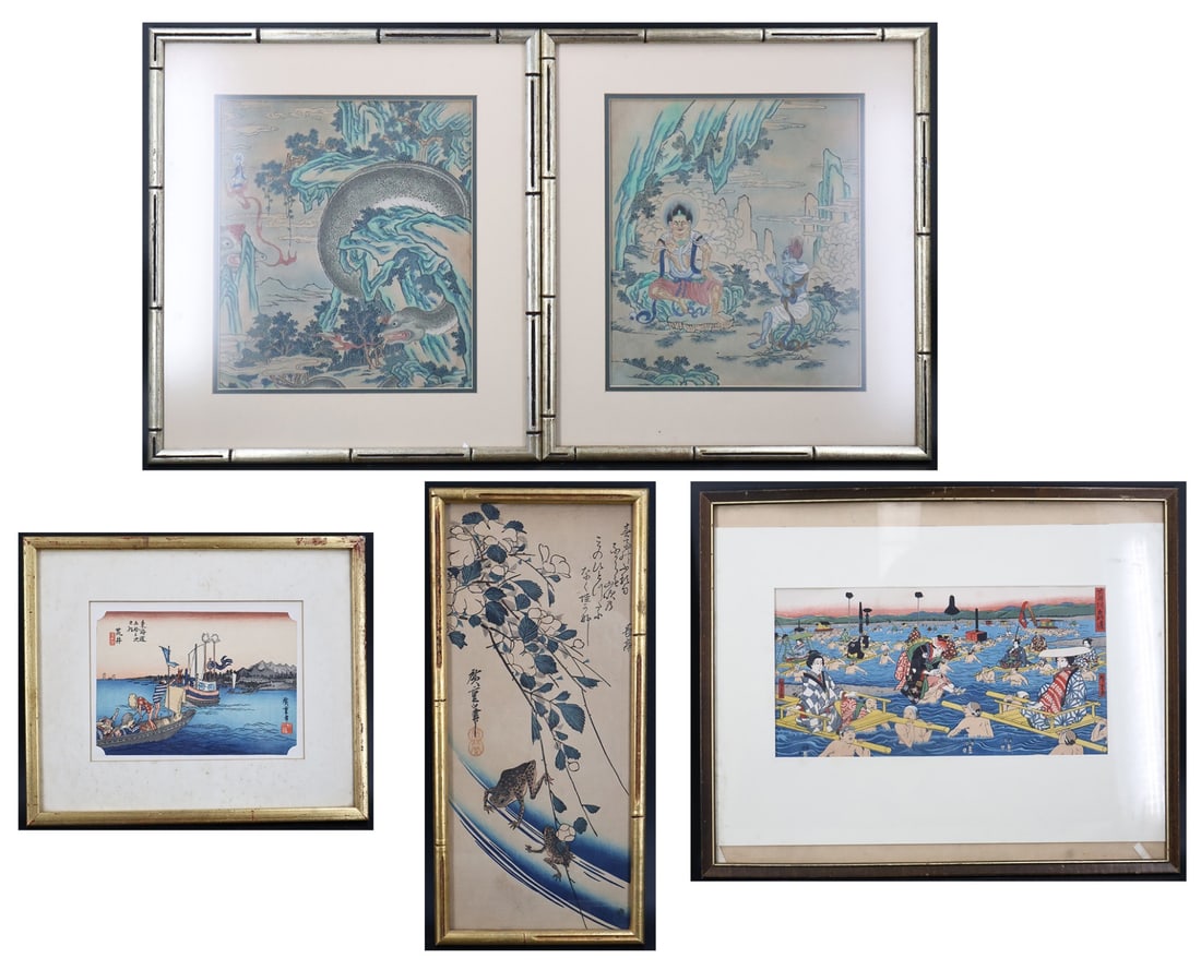 (5) Asian Woodblock Prints. (1 of 8)