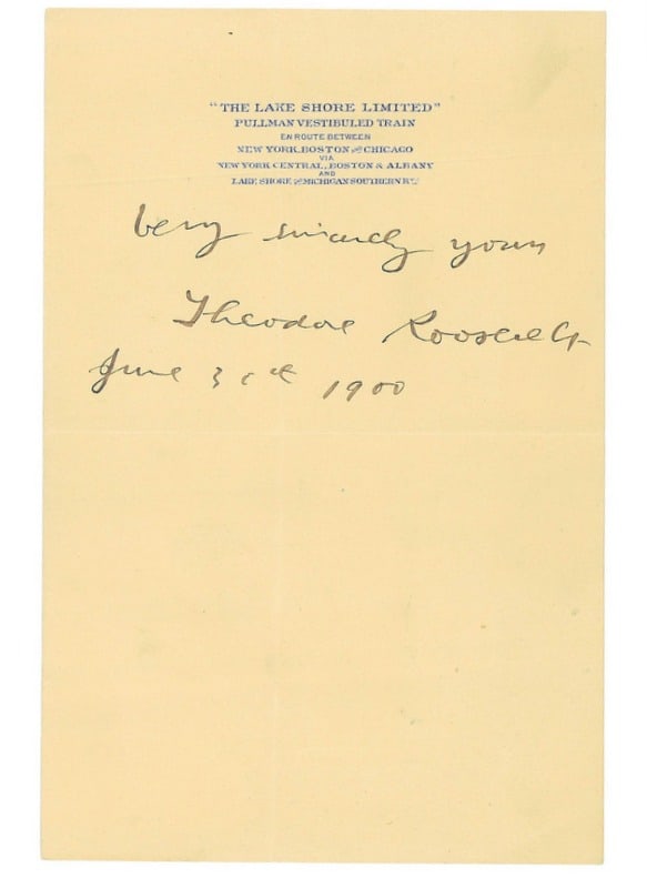Theodore "Teddy" Roosevelt Autograph With COA. (1 of 3)