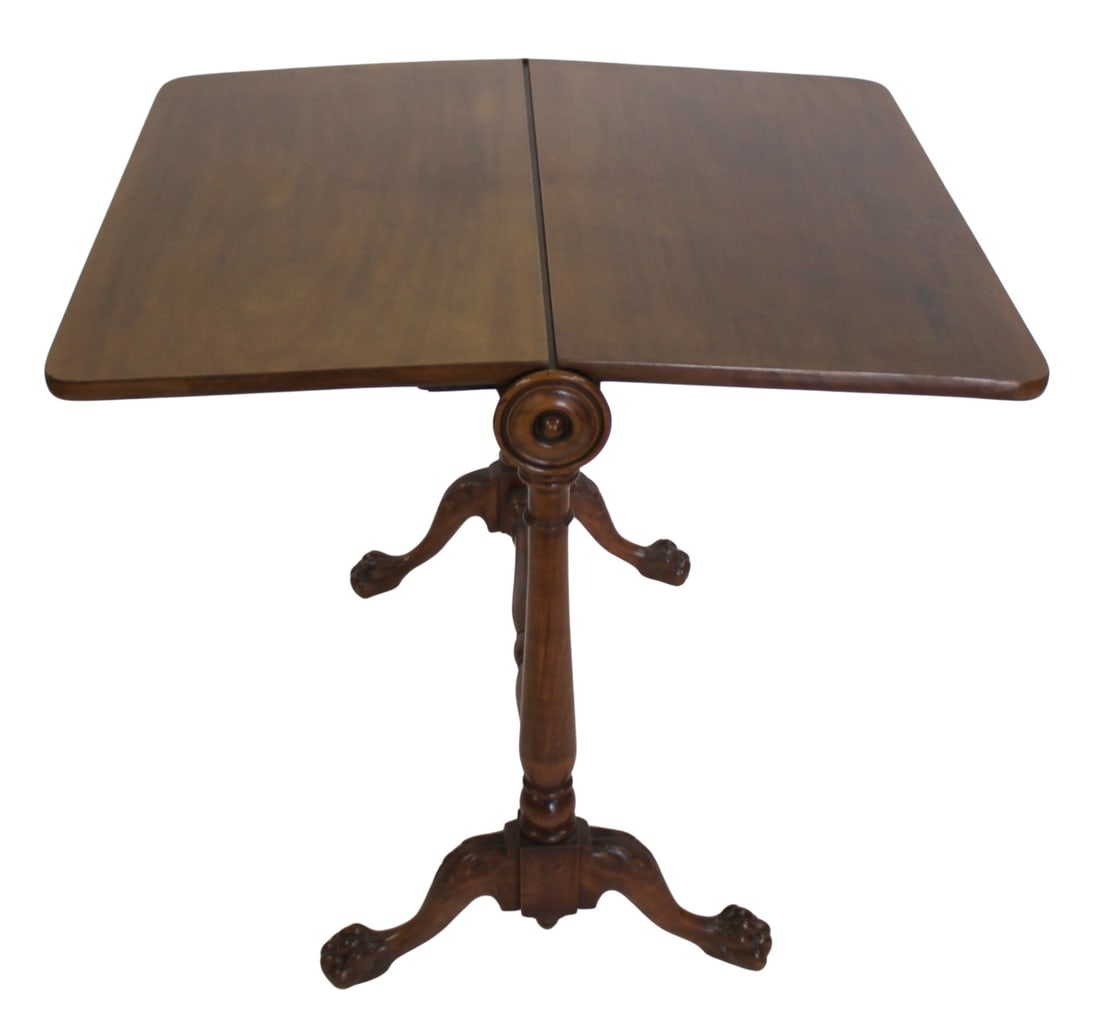 Antique Mahogany Claw Foot Drop Side Table. (1 of 5)