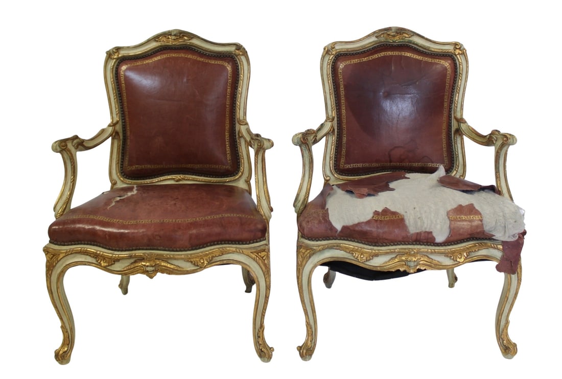 Pair Of Paint & Gilt Decorated Italian Arm (1 of 8)