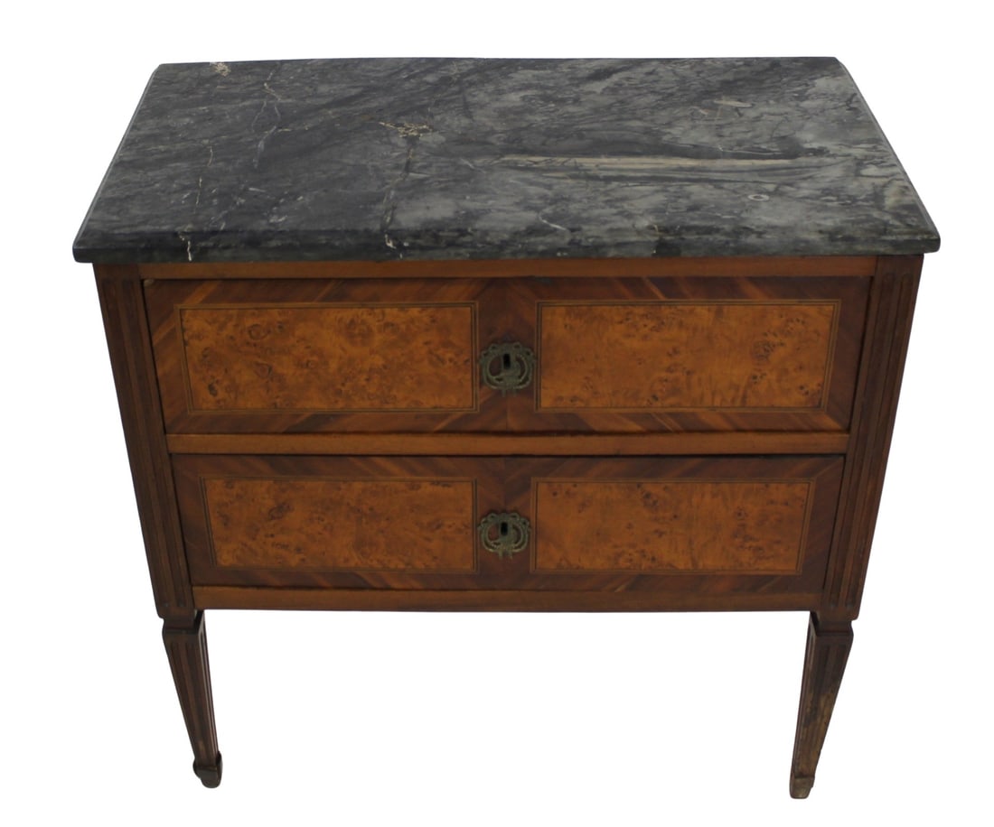 Antique Continental 2 Drawer Marbletop Commode. (1 of 8)