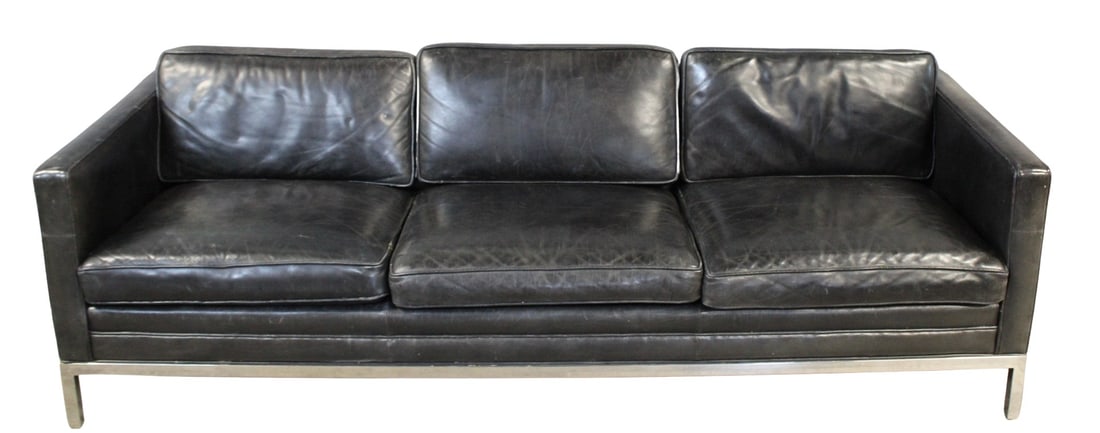 Florence Knoll Leather Upholstered Sofa. (1 of 6)