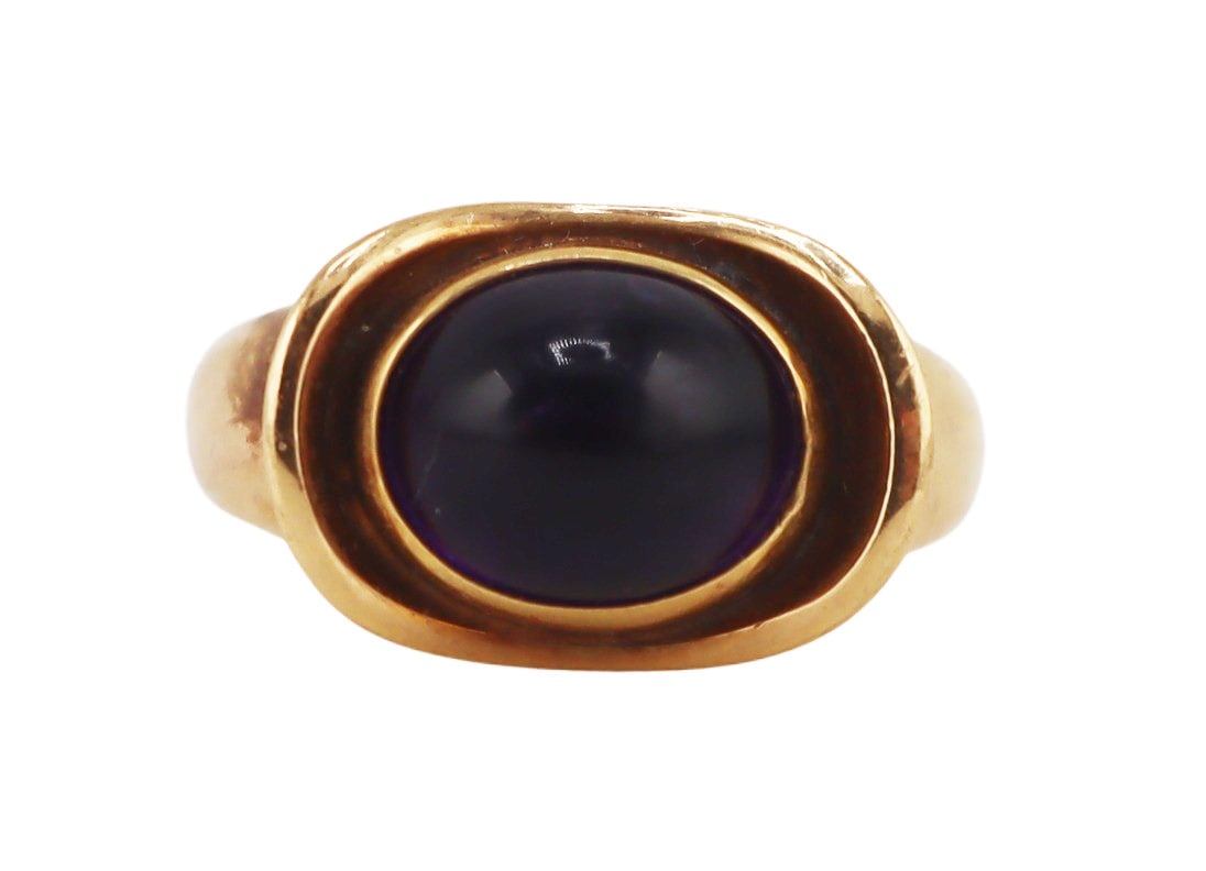 JEWELRY. Hans Hansen 14kt Gold and Amethyst Ring. (1 of 7)