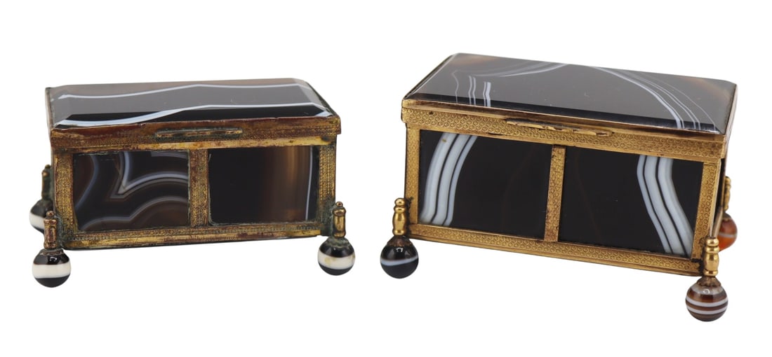 (2) Antique Continental Banded Agate Boxes. (1 of 17)