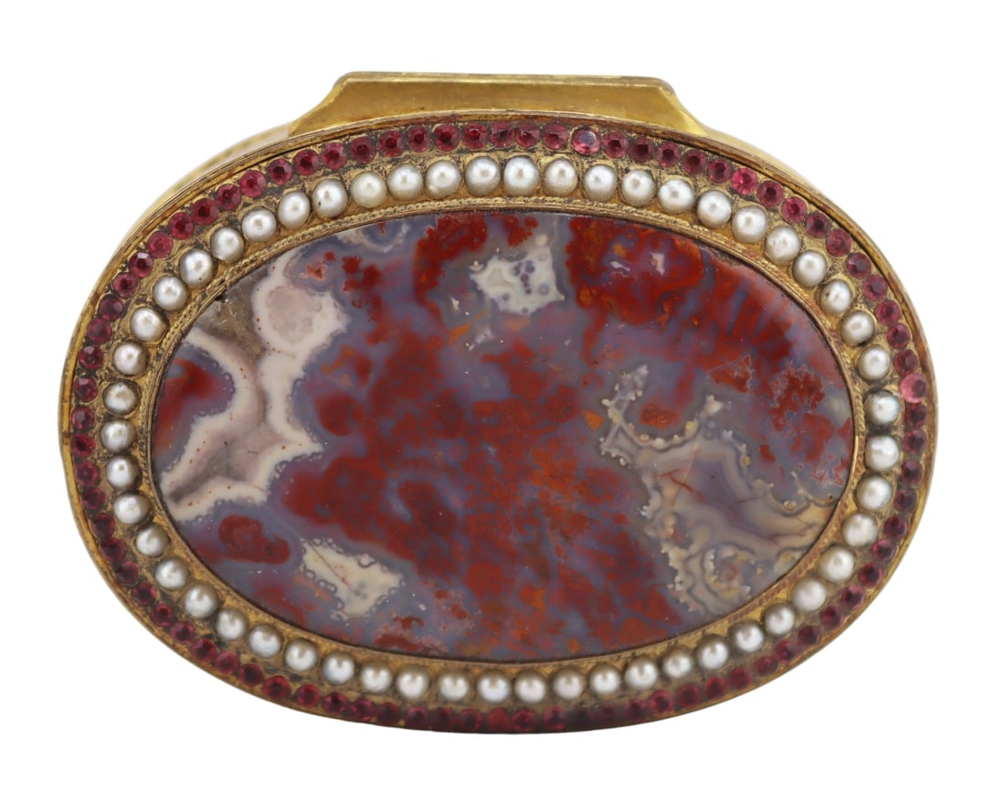 Antique Continental Agate Pearl and Gem Box. (1 of 12)