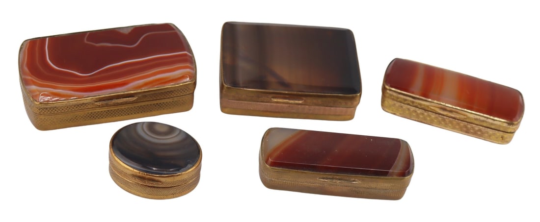 (5) Assorted Continental Banded Agate Boxes. (1 of 8)