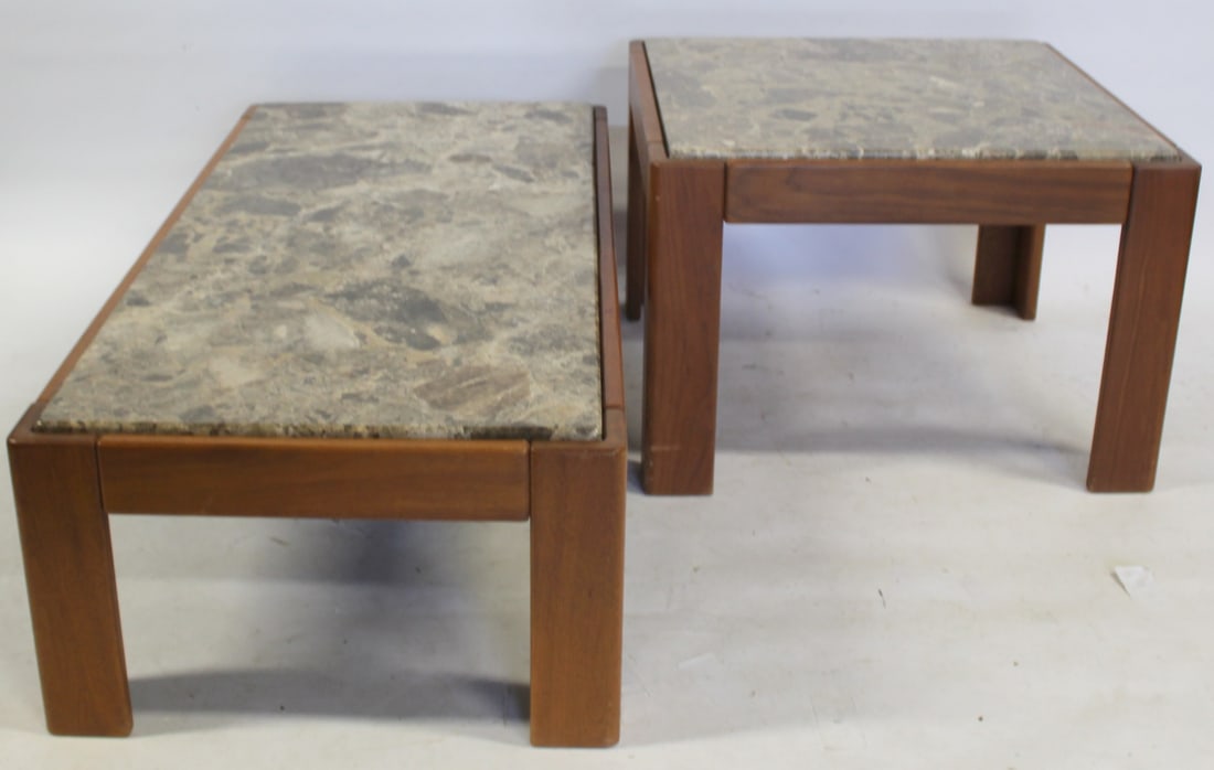 Lot Of 2 Vintage Marbletop Low Tables. (1 of 4)