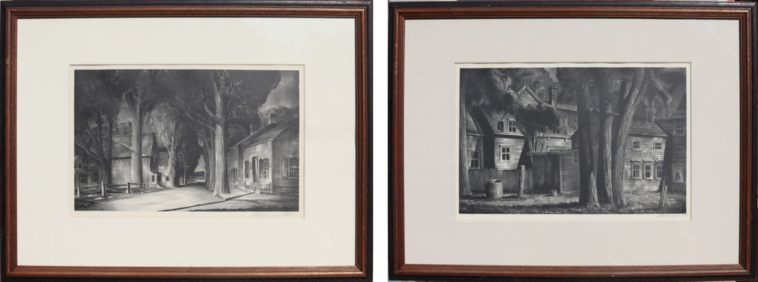 STOW WENGENROTH (AMERICAN, 1906-1978) [2 WORKS].: Two Views in Maine: (i) 'Harbor Street', 1932. Lithograph on paper. Signed lower right. (ii) 'Three Trees', 1932. Lithograph on paper. signed lower right. Note: These views are in Eastport, Maine, whe