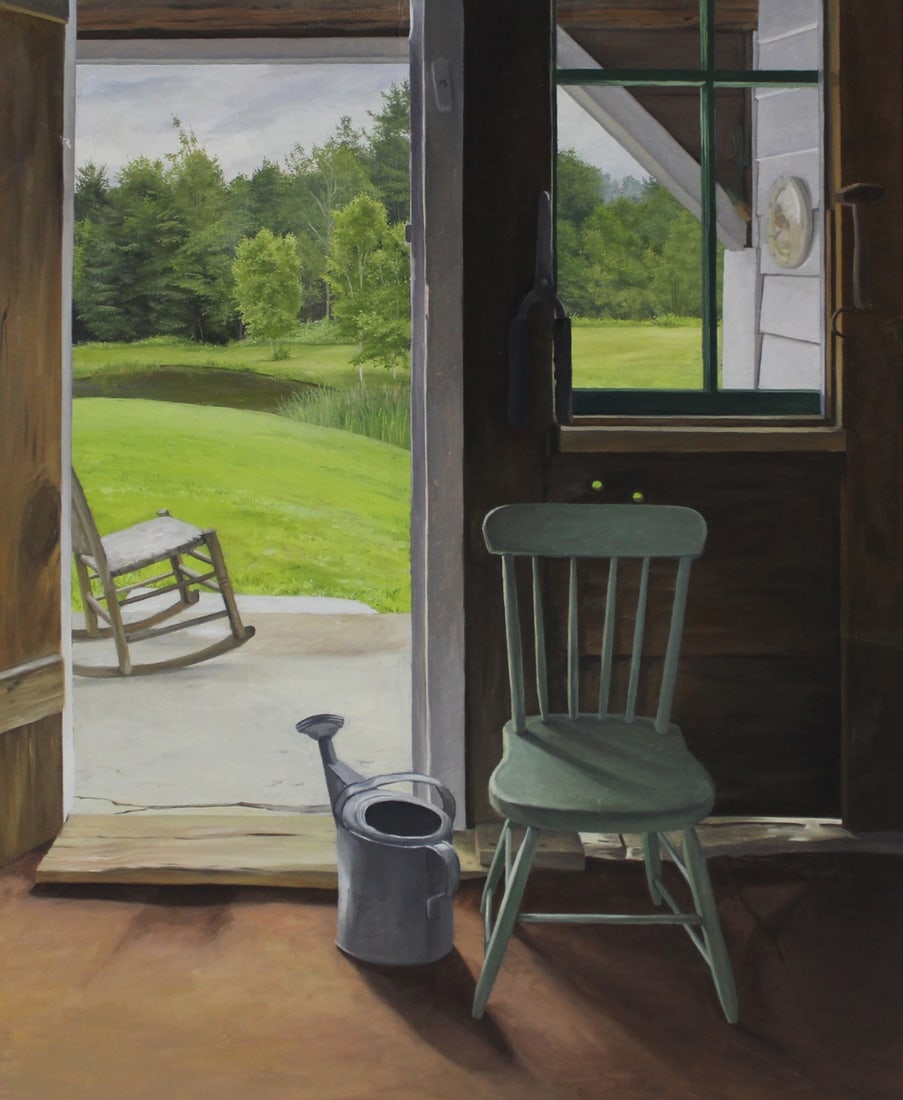 ALTOON SULTAN (AMERICAN, b. 1948).: 'Two Chairs'. 1990. Oil on canvas. Signed lower right. Provenance: Marlborough Gallery, NYC. From a Riverside Drive NYC estate . Dimensions: 22" h x 18" w. Frame: 19.50" h c 23" w.