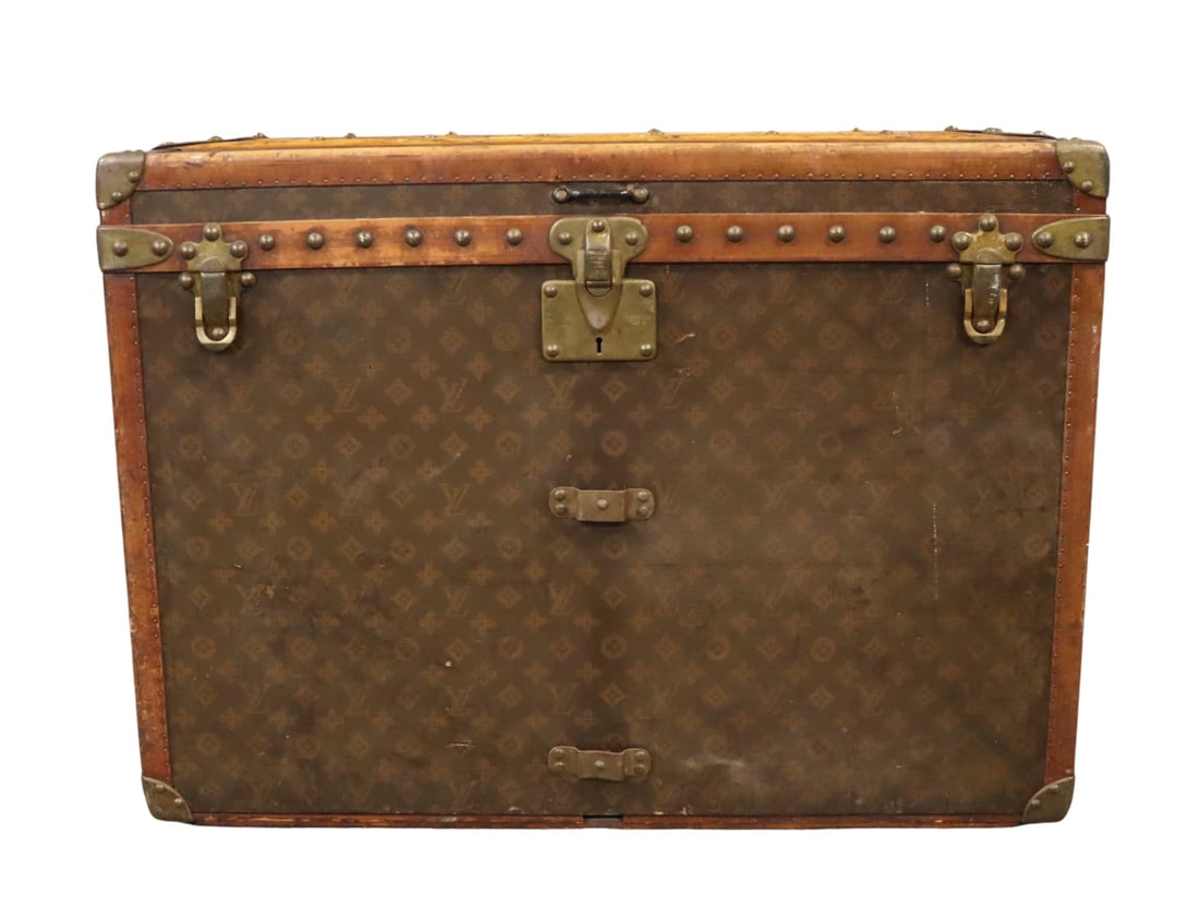 Louis Vuitton Monogram Canvas Steamer Trunk.: Early 20th century. From a White Plains, NY estate. Dimensions: trunk measures approx. 30.25" w x 19.25" d x 22" h.