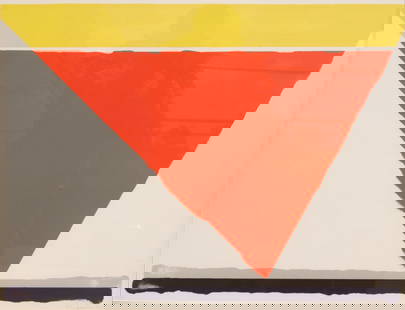 ALEXANDER LIBERMAN (UKRAINIAN/AMERICAN,1912-1999).: 'Untitled' (Red Triangle). 1970. Colored lithograph on paper. Signed, dated, and numbered '39/90' lower margins in pencil. Property of a Bronx, NY collection. Dimensions: Sight size: 23&quot; h x 29.7