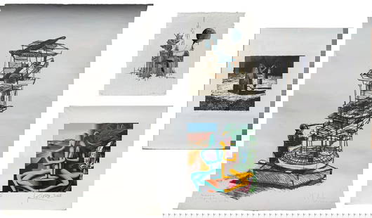 VARIOUS ARTISTS PRINTS (21ST CENTURY) [4 WORKS].: Four Prints:(i) ALEXIS LEYVA MACHADO a.k.a."KCHO" (CUBAN, b. 1970). 'Columna Infinita' (Infinite Column). Lithograph on paper. Signed, numbered '95, 2000, 2007' and inscribed lower margins i