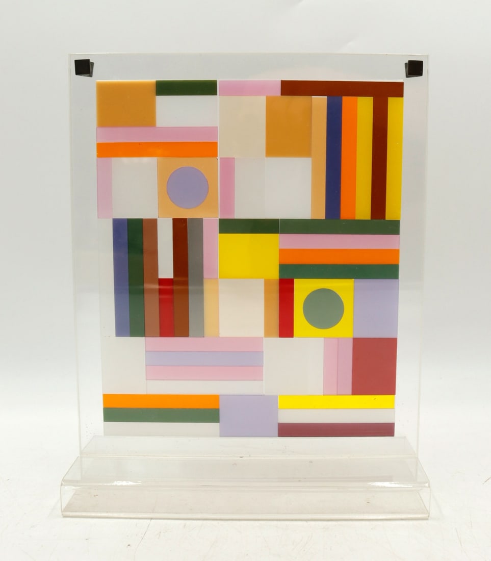 POLIAT-MADRID (SPANISH, 20TH CENTURY).: 'Modulus' (A Translucent Modular Structure). Colored Acrylic. Note: Comes with display instructions. Property of a Mamaroneck, NY estate. Dimensions: 11.75" h x 9.25" h x 4.25" w.