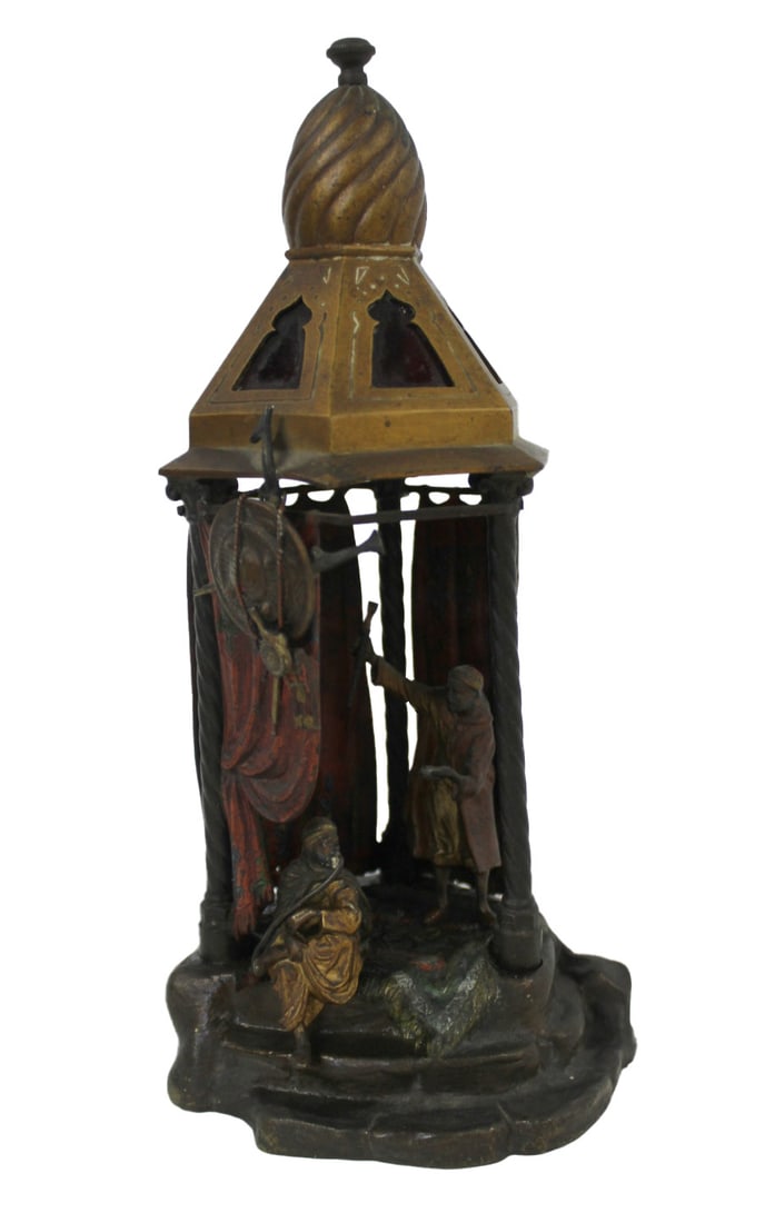 FRANZ BERGMAN Signed Cold Painted Table Lamp. (1 of 8)