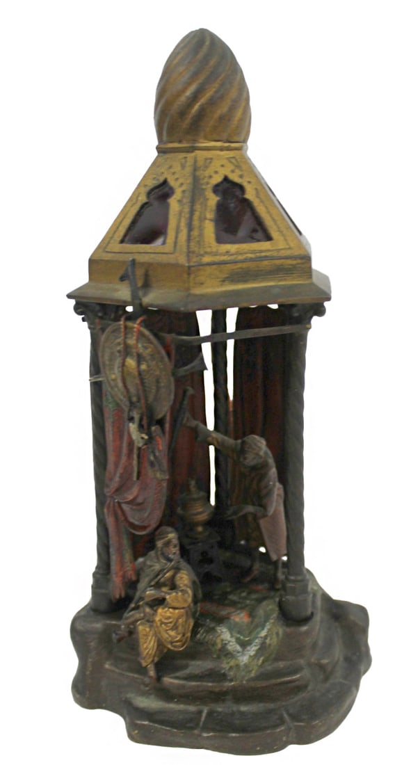 FRANZ BERGMAN Signed Cold Painted Table Lamp. (1 of 7)