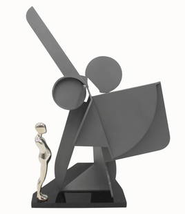 ERNEST TINO TROVA  (American, 1927-2009).: Study Man Profile, patinated metal (probably bronze). Signed and dated 1987 in an edition #56/99. From a Greenwich, CT estate. - Dimensions: 14" h.